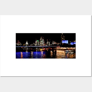 London City Panorama at Night Posters and Art